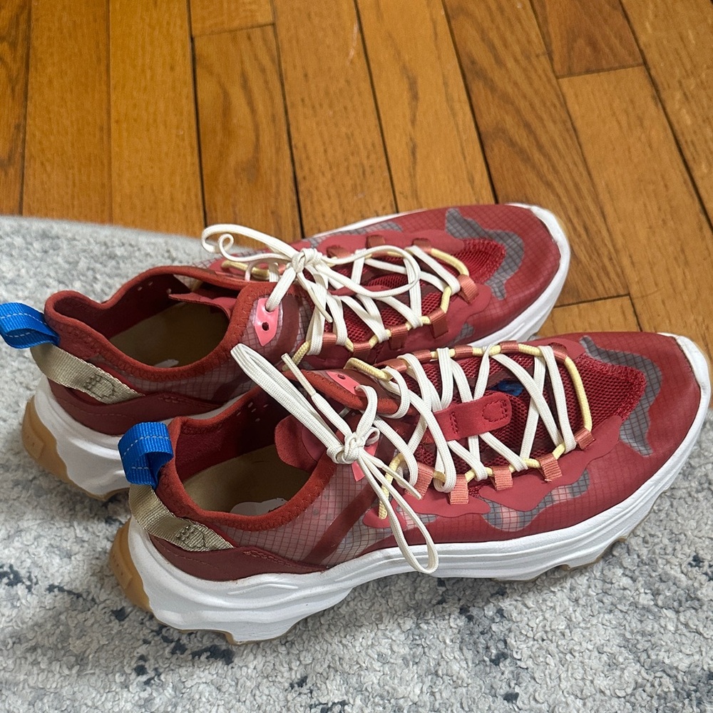 Sorel Red Sneaker with White Sole and Blue Heel Tab